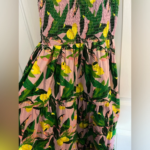 8 Oak Lane 🍋LAVENDER LEMONS 🍋 SMOCKED FLUTTER sleeve DRESS size medium - Picture 3 of 5